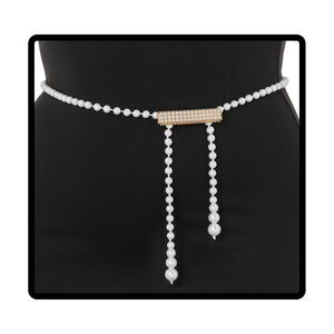 4887 Pearl Belt White Women Wasit Chain Adjustable Plus Size Belts Pearl